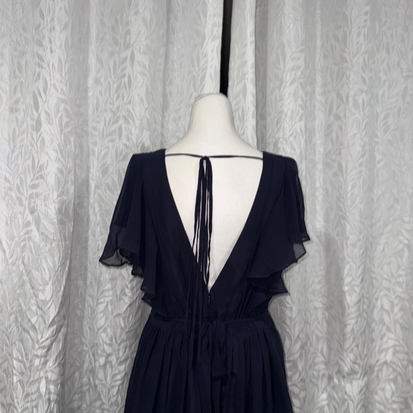 AW. BRIDAL navi blue v neck and v back size 12 formal flowy lightweight dress - Picture 7 of 11